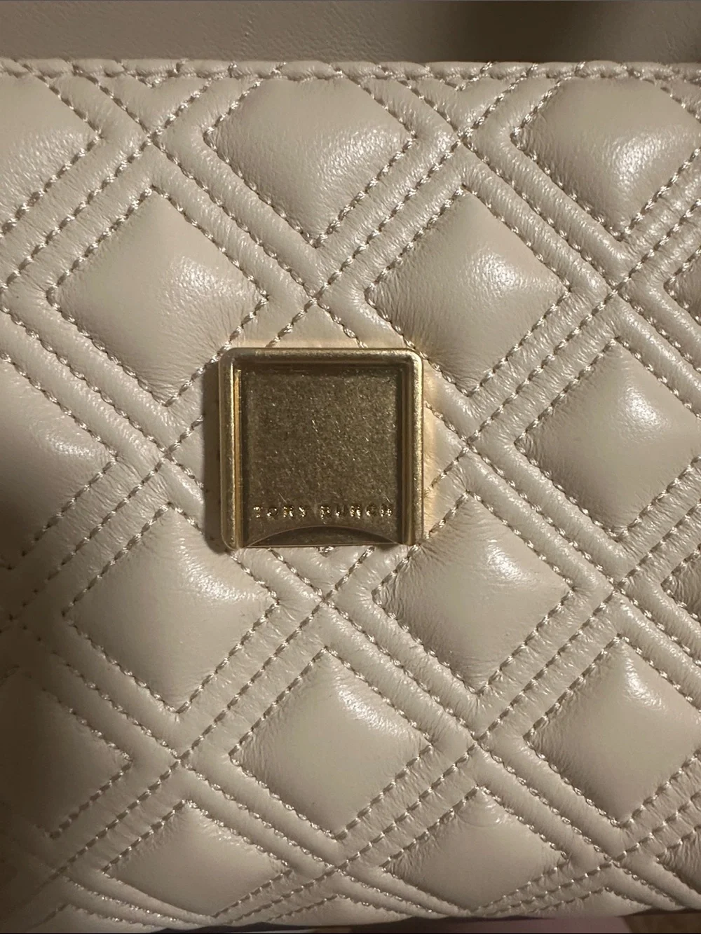 Tory Burch Fleming Convertible Shoulder Bag in Cream with gold-tone strap